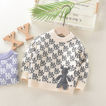 Childrens Korean sweater full print ins tide autumn boys autumn and winter new childrens clothing baby Foreign style pullover sweater