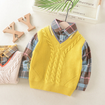 Boys Autumn Sweater fake two shirt collar 2021 Spring and Autumn new pullover baby childrens knitted coat