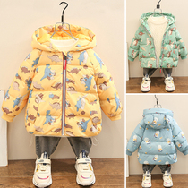 2021 Winter new childrens short bread down jacket boys thick children baby girl cartoon winter coat