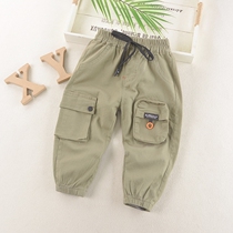 Boys overalls pants 2021 spring and autumn thin children casual trousers baby cotton Joker children spring dress Korean version