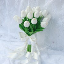 Tulip Brides hand holding flower collar certificate wedding wedding dress photo Props Fake Flowers Wedding Emulation Lavender Flowers Bouquet