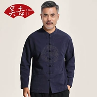 Mùa thu Tang phù hợp với nam Trung Quốc áo khoác giản dị gió nam dài tay phù hợp với trung và cũ vải thô trang phục quốc gia áo dân tộc