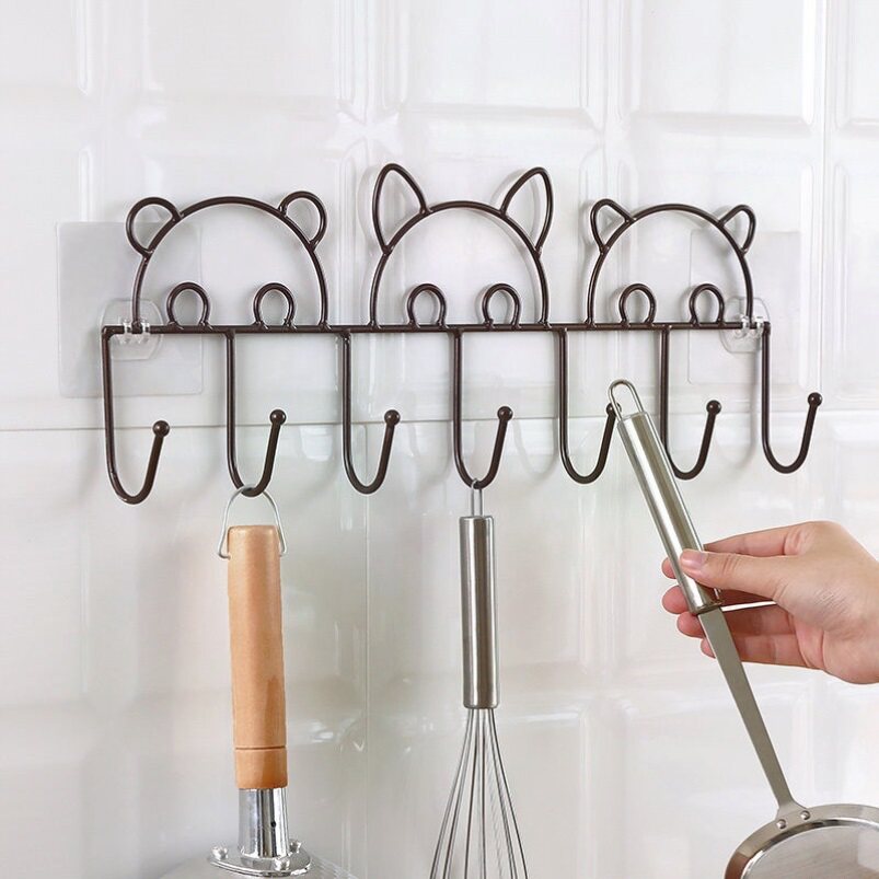 Powerful adhesive door rear hook wall No-mark nail-free adhesive hook wall-mounted clothes hanger Kitchen Bathroom Wall Shelf-Taobao