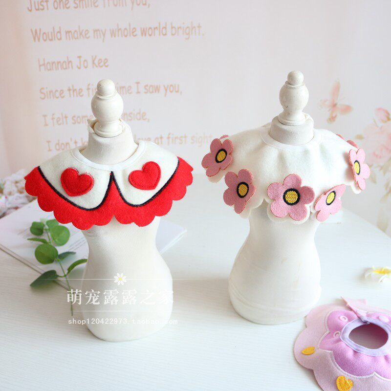 Pet Bib Flowers Love Knitwear saliva Small dog teddy Bears Bear Yorkshire Puppy Kitten Kitty Purse