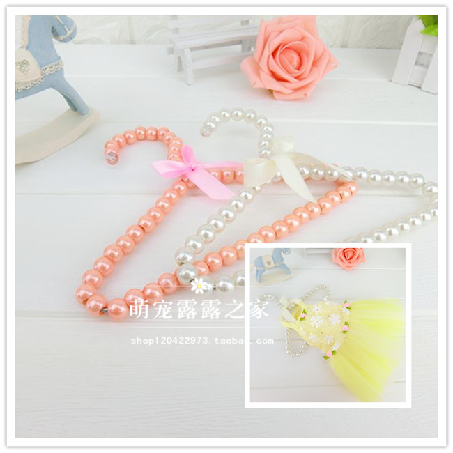 Pet Hanger Bowknot Pearl Hanger Teddy Bichon Frize Dog Cat Dress Clothes Hanger 20CM