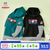 Babou childrens clothing boy clothes hooded spring new children wear leisure sports splicing sleeve coat tide