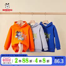 Babu childrens clothing boy plus velvet sweater 2021 Winter new autumn winter hooded cartoon foreign boy jacket