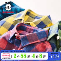 Babu bean boys shirt Spring and Autumn long sleeve 2021 new autumn children baby cotton plaid thin shirt tide