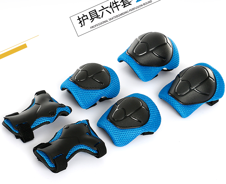 Mark Top Children Thiết bị bảo vệ ván trượt Bộ sáu mảnh Con lăn Trượt băng bảo vệ Trượt băng Khuỷu tay Kneepad - Dụng cụ thể thao găng tay gym