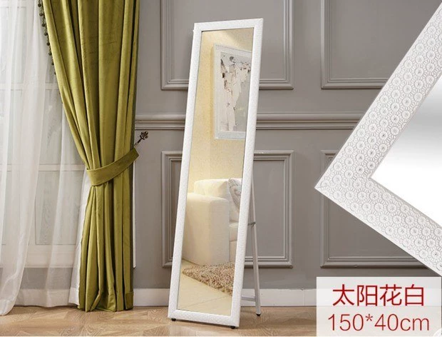 Gương trang điểm đầy đủ chiều dài gương sàn phòng ngủ phòng khách treo tường gương cửa hàng quần áo sử dụng kép phù hợp gương rắn gỗ châu Âu gương - Gương
