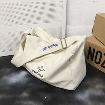 Lazy broadband crossbody bag female ins large capacity canvas bag New Fashion Net red shoulder bag male college students