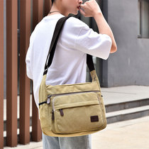 Shoulder Bag Mens canvas bag large capacity crossbody backpack casual multifunctional retro simple new mens bag tide