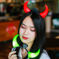Luminous demon horn lamp hairband Net red 2021 flash with light shiny luminous headdress headband luminous props