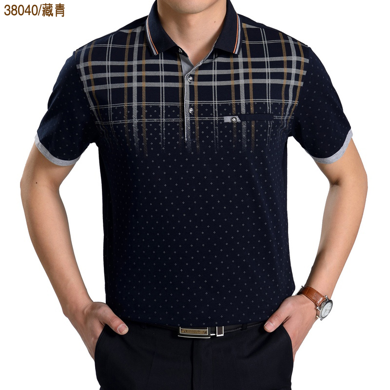 Cha ngắn tay t-shirt mùa hè 40-50 tuổi người đàn ông trung niên của mùa hè polo áo sơ mi trung niên cha dài tay quần áo