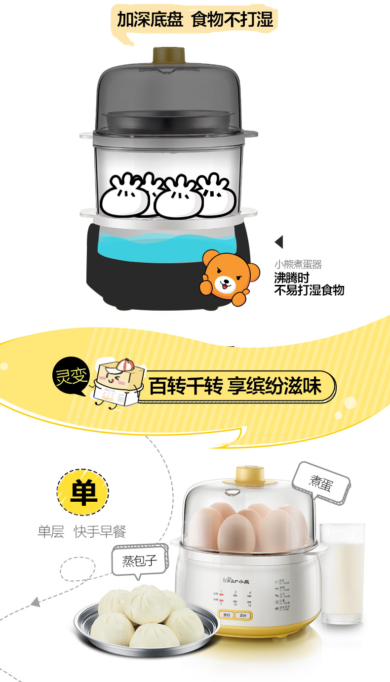 Trứng hấp tự động tắt nguồn hai lớp thời gian nhỏ, nồi trứng công suất lớn mini đa năng nồi nấu lẩu mini