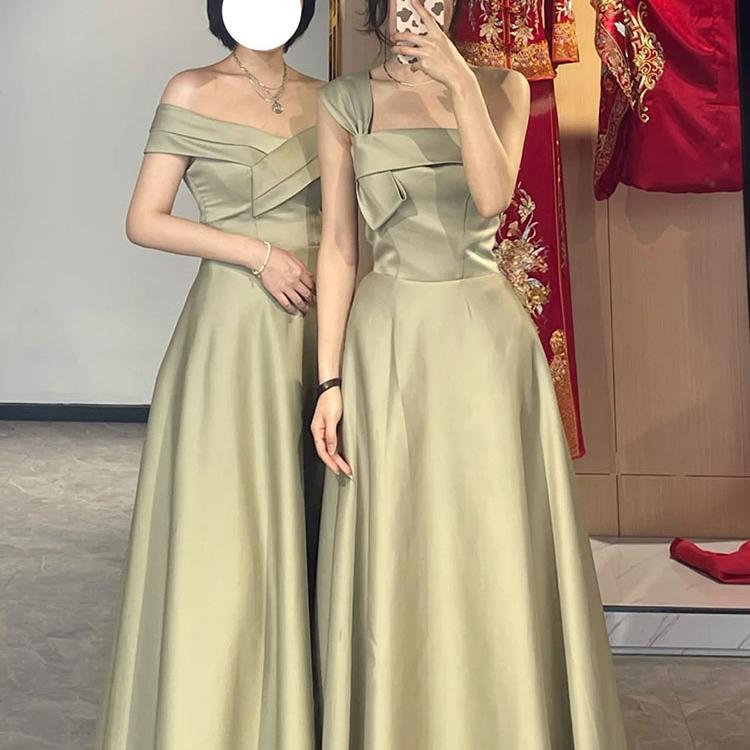 Green Bridesmaid Dress Spring/Summer 2026 New Style Art Exam Dress Can Be Worn Casually Satin Sister Group High-End Niche Plus Size