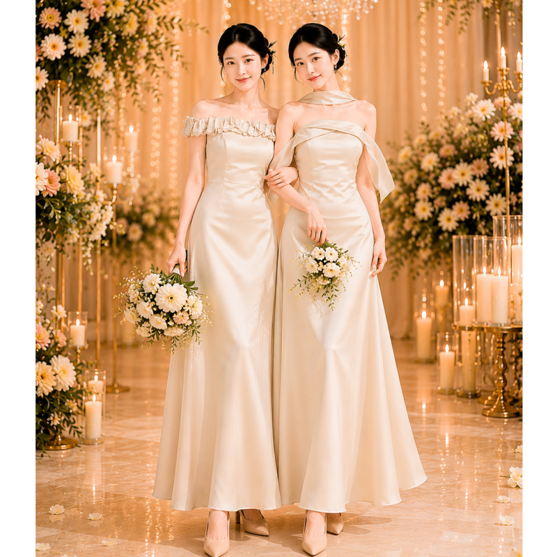 Joyful Orange【Honey Shine】Champagne-Colored Bridesmaid Dress, Stunning New Summer Niche Luxury Fairy Dress for Sisters Joyful Orange【Honey Shine】Champagne-Colored Bridesmaid Dress, Stunning New Summer Niche Luxury Fairy Dress for Sisters