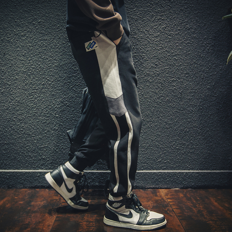 Hong Kong Boomer Spring Autumn Season New Beam Footed Pants Mans Trend 100 Hitch Loose Big Size Young Casual Long Pants