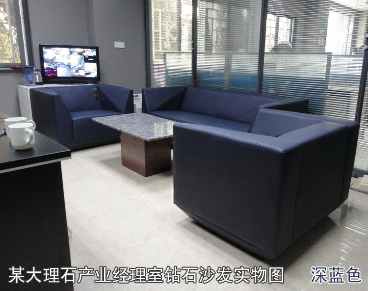 Dàn nhạc kim cương hiện đại bọc da sofa văn phòng tiếp tân đơn giản ba người sofa văn phòng kết hợp bàn cà phê