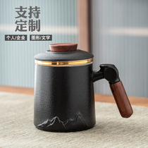 Tea mug cup tea cup creative ceramic cup with lid office filter cup men lettering customization
