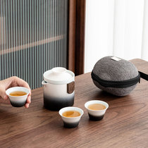 Portable fast guest Cup ceramic one pot three cups outdoor portable travel kung fu tea set Small set single bubble teapot
