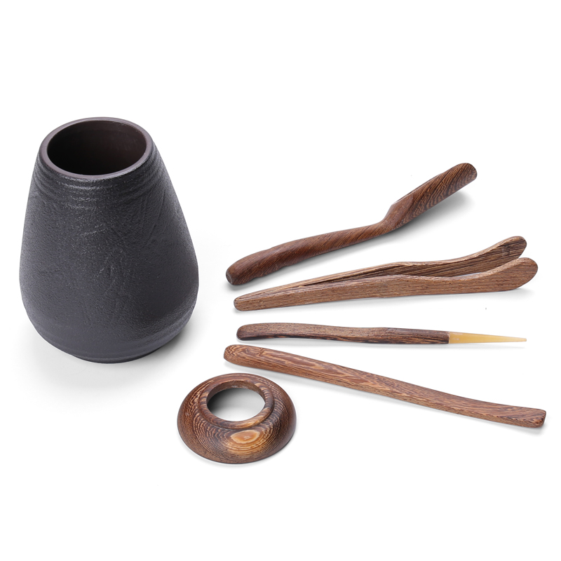 Chiang kai - shek home six gentleman kung fu tea tea sets accessories ebony wood, ceramic zero of a complete set of combination