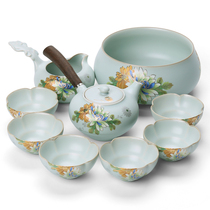 Zhongzheng Kaiwan side pot three-dimensional flower set kung fu tea set ceramic tea set gift box