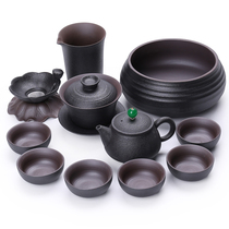 Zhongzheng black pottery tea set set household ceramics whole set of Kung Fu Zen Yun teapot tea cup tea sea gift box
