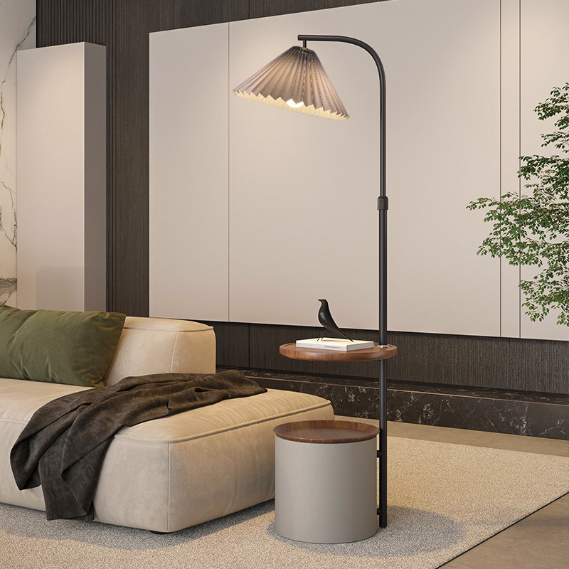 Floor lamp Living room Bedroom 100 Pleats Light Lavish Tea Shelf Integrated Ambience Lamp Standing Superior Floor Reading Lamp-Taobao