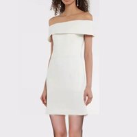 Gentle lady style white one-line collar design dress for women summer fashion and foreign temperament great-looking short skirt
