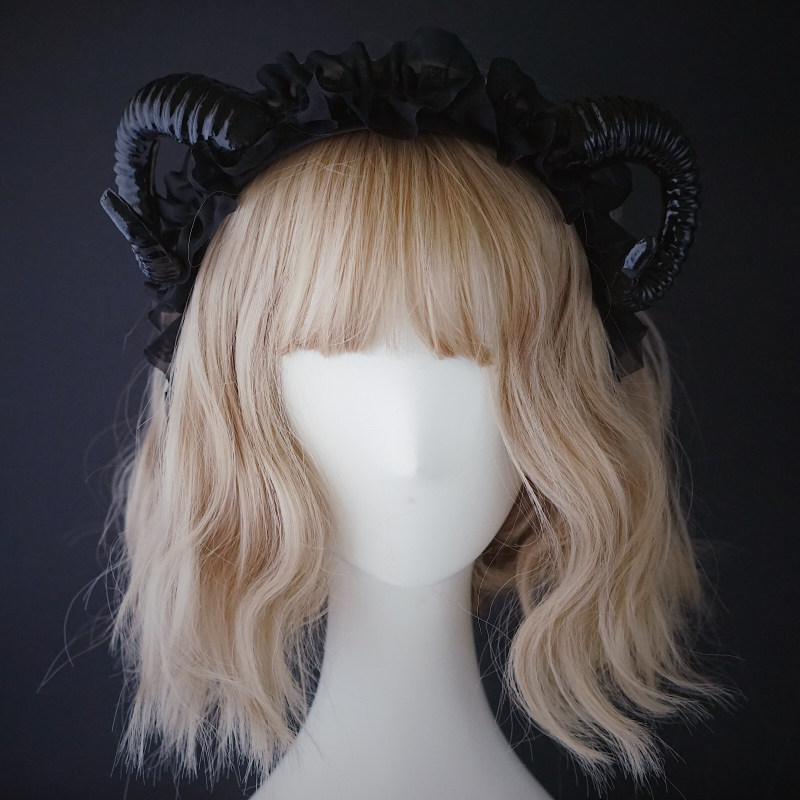 Detail of Black Horn Lace Headband