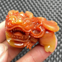 Natural Huanglong Jade ji xue hong overlord brave pendant Burnin Up Fidelity send certificate eggplant mountain old material