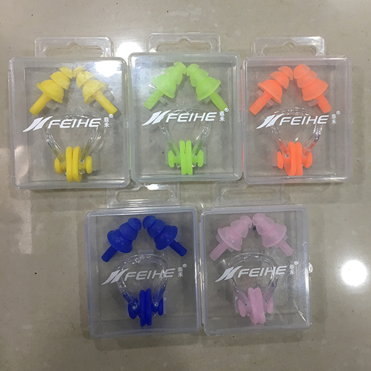 Feihe bơi mũi kẹp nút tai trẻ em người lớn chuyên nghiệp silicone mũi cắm thiết bị chống thấm nước để ngăn chặn chết đuối lặn snorkeling bikini đi biển đẹp kín đáo