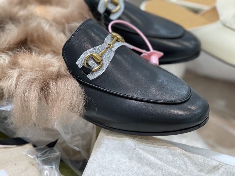 Supreme Premium Edition Zuigao Version Recommended Model the Most Powerful Version Fur Shoes with Horsebit Leather Fur Slippers