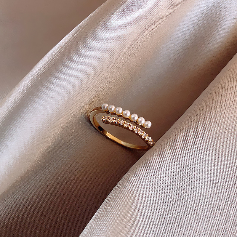 Baroque Pearl Index Finger Ring Personality Design Joint Ring Brief the European and American Ladies Personality Fashion Minimalist Ring