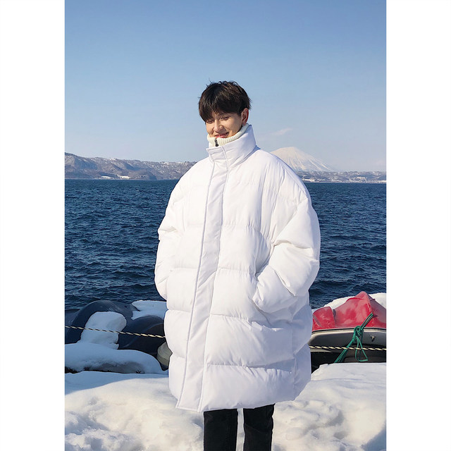 ເສື້ອຍືດຄູ່ຜົວເມຍ oversize cotton coat men's trendy brand ins winter coat men's 2023 new bread coat mid-length