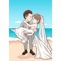 (Big Wet Love Design) Handpainted double lovers Wedding Dress LOGO Q Edition Cartoon Design Electronic Heinepost