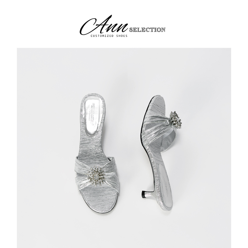 Ann French-Style Rhinestone Open-Toe High Heels for Women 2026 New Elegant and Sophisticated Outdoor Stiletto Slippers Sandals