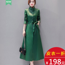 2021 autumn winter new genuine leather clothes woman in the middle of a knee leather windcoat Han version of the sheep leather Outer cover special price