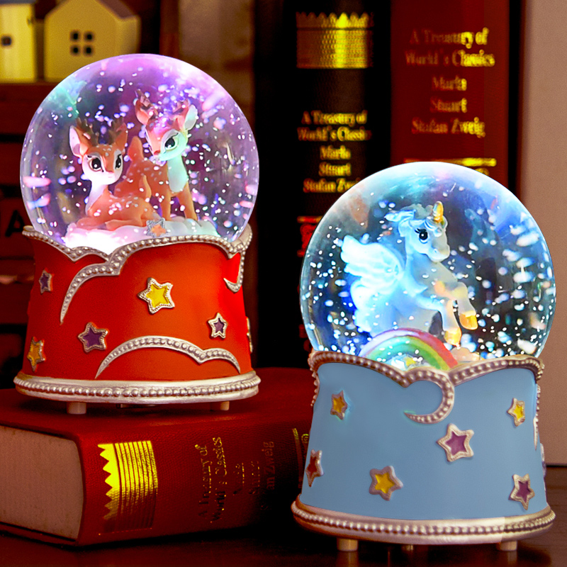 Unicorn Music Box Crystal Ball Eight-Yuan Girl Girl Girl Girl Girl Girl Girl Girl Girl Girl Ten Years Old Graduate School
