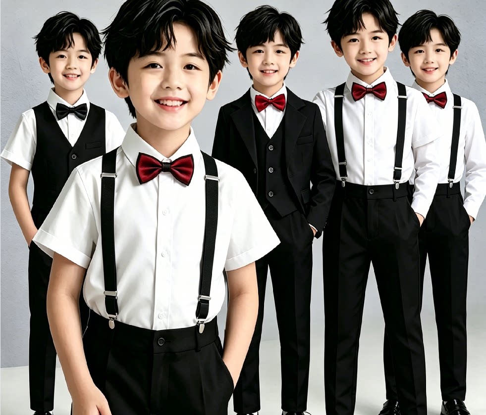 儿童礼服套装西服花童背带裤幼儿园合唱拍照表演服朗诵钢琴演出服 — 2