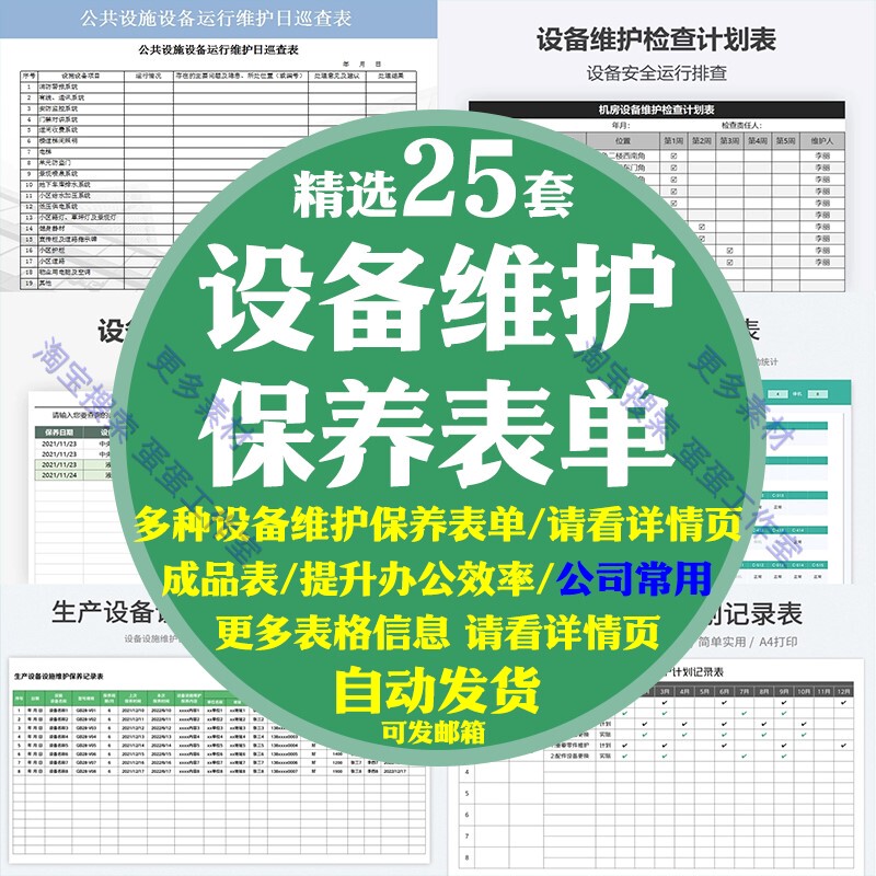 Company Factory Equipment Maintenance and Inspection Forms, Regular Inspection Plans, Production Area, Factory Buildings, Elevators, Machines