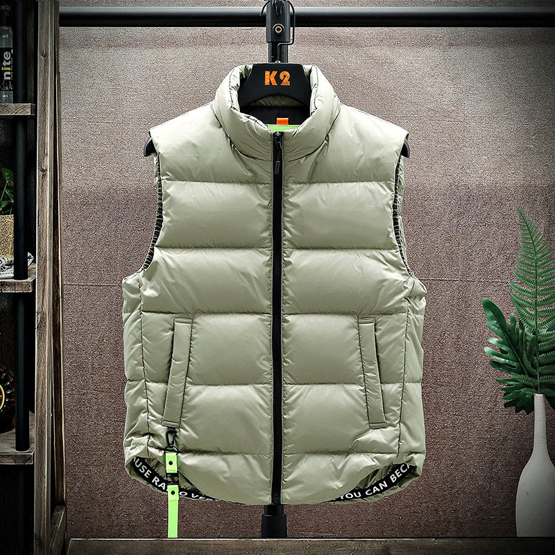 Men's down Jacket 2026 Spring New Style White Duck down Warm Coat Youth Vest Stand Collar Slim Fit Vest