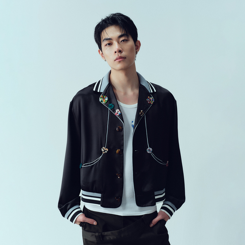 Kadakada Original Niche Design Shell Button Ribbed Collar Acetate Mixed Fashion Sports Jacket