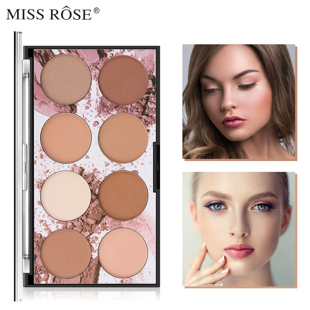 Phấn trang điểm xuyên viền MISS ROSE 8 màu phấn trang điểm kiểm soát dầu lâu trôi phấn trang điểm không thấm nước sửa chữa che khuyết điểm phấn trang điểm - Bột nén