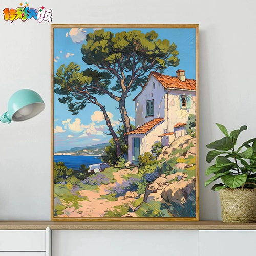 Цифровой домик для рисования, масляная краска, DIY