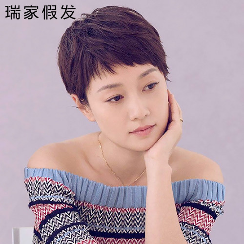 瑞家真人发丝假发女短发 短直发超短刘海 气质干练时尚假发套