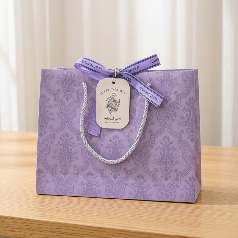 High-End Holiday Mother's Day Tote Bag, Purple Goddess Day Gift Bag, Large Gift Packaging Bag for Employee Birthday Gifts