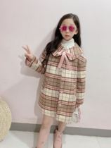 Korean Baoer new winter Korean version girls plaid doll collar clip cotton woolen coat 1050610