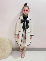 Korean Baoers 2020 new winter style Korean style girls stylish mid-length bow-knot small fragrant quilted woolen coat